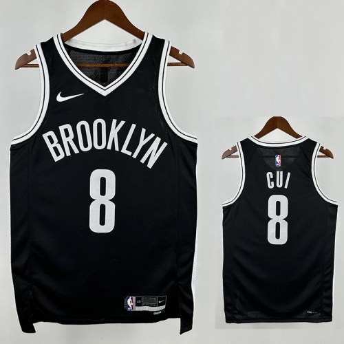 22/23 Nets CUI YONGXI #8 Black Top Quality Hot Pressing NBA Jersey