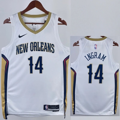 22/23 Pelicans INGRAM #14 White Top Quality Hot Pressing NBA Jersey（V领）