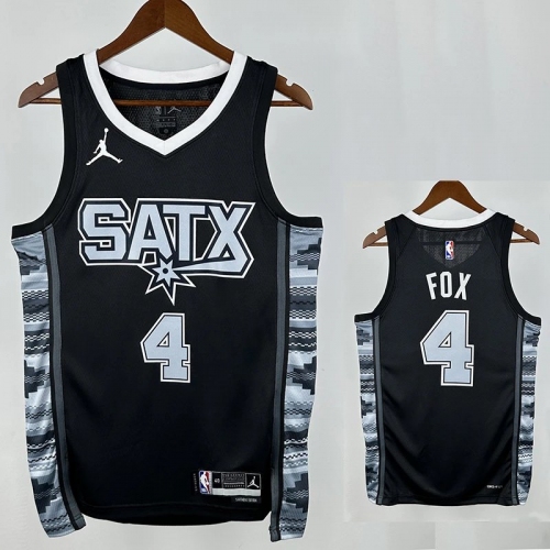 22/23 Sa Spurs FOX #4 Black Flying Man Top Quality Hot Pressing NBA Jersey