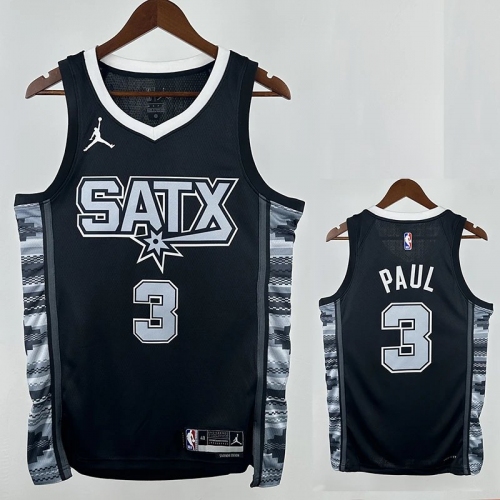 22/23 Sa Spurs PAUL #3 Black Flying Man EditionTop Quality Hot Pressing NBA Jersey飞人