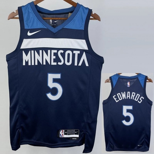 22/23 Timberwolves EDWAROS #5 Blue Top Quality Hot Pressing NBA Jersey