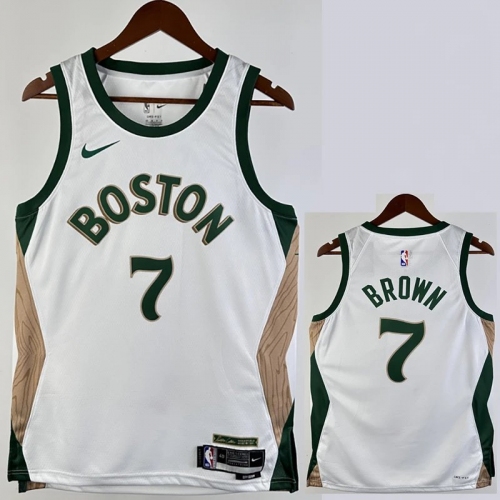23/24 CELTICS BROWN #7 White City Edition Home Top Quality Hot Pressing NBA Jersey