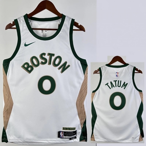 23/24 CELTICS TATUM #0 White City Edition Home Top Quality Hot Pressing NBA Jersey