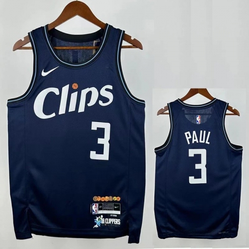 23/24 Clippers PUAL # 3 City Edition Royal Blue Top Quality Hot Pressing NBA Jersey