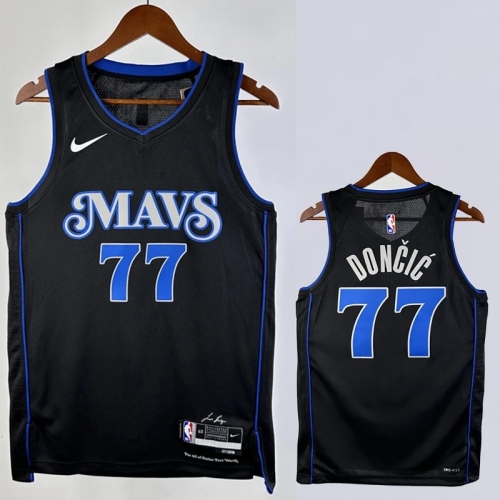 23/24 Dallas Mavericks DONCIC #77 Black City Edition Top Quality Hot Pressing NBA Jersey(V领)