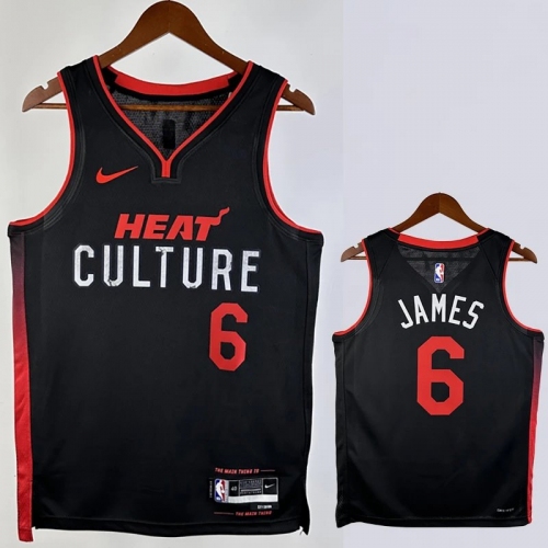 23/24 HEAT JAMES #6 Black City Edition Top Quality Hot Pressing NBA Jersey (V领）