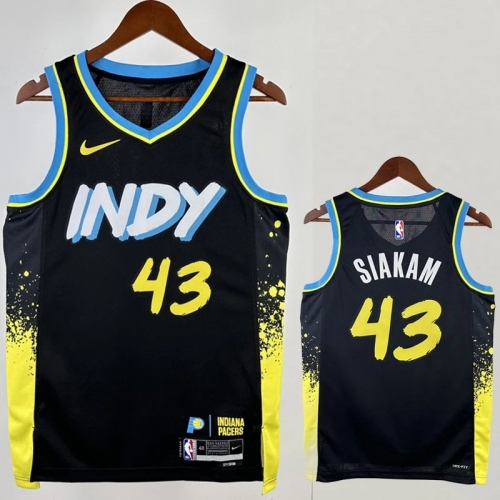 23/24 Indiana Pacers SIAKAM #43 Black City Edition Top Quality Hot Pressing NBA Jersey