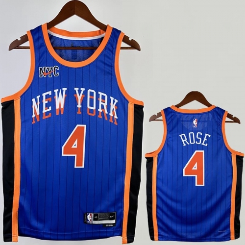 23/24 KNICKS ROSE #4 Blue City Edition Top Quality Hot Pressing NBA Jersey