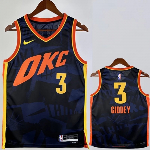 23/24 OKC Thunder GIDDEY #3 Dark Blue City Edition Top Quality Hot Pressing NBA Jersey