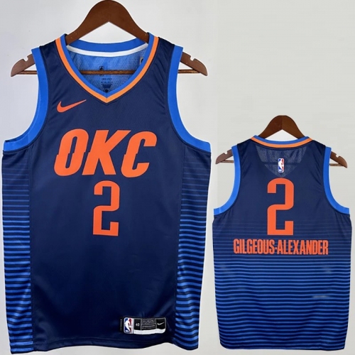 23/24 OKC Thunder GILGEOUS-ALEXANDER #2 Blue City Edition Top Quality Hot Pressing NBA Jersey (蓝色条纹