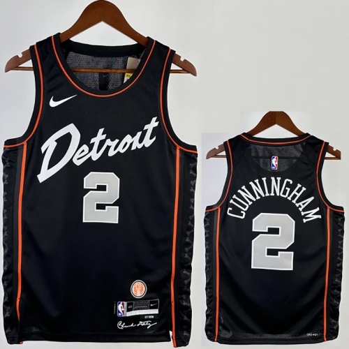 23/24 Pistons CUNNINGHAM #2 Black City Edition Top Quality Hot Pressing NBA Jersey