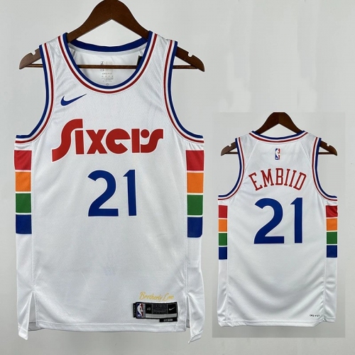 24/25 76ERS EMBIID # 21 City Edition Top Quality Hot Pressing Retro NBA Jersey