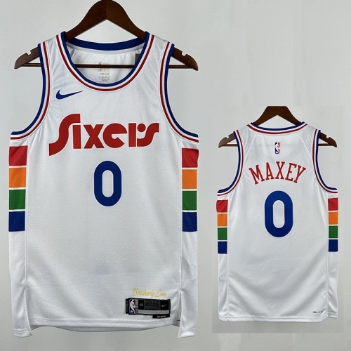 24/25 76ERS MAXEY # 0 City Edition Top Quality Hot Pressing Retro NBA Jersey