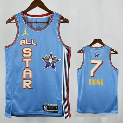 24/25 ALL-STAR BROWN # 7 Light Blue Top Quality Hot Pressing NBA Jersey