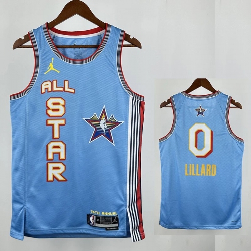 24/25 ALL-STAR LILLARD # 0 Light Blue Top Quality Hot Pressing NBA Jersey