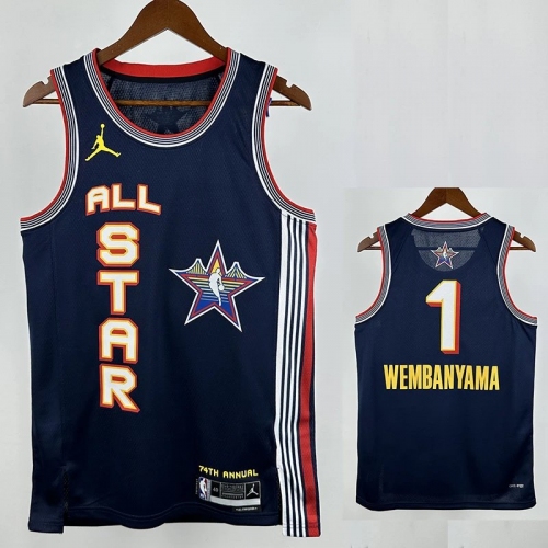 24/25 ALL-STAR WEMBANYAMA #1 Royal Blue Top Quality Hot Pressing NBA Jersey