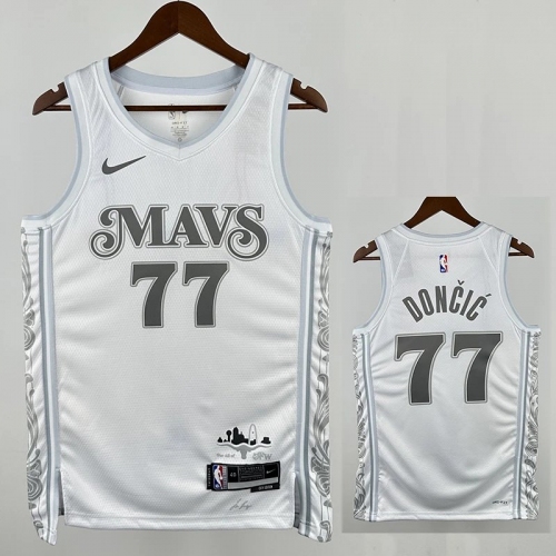 24/25 Dallas Mavericks DONCIC # 77 White City Edition Top Quality Hot Pressing Retro NBA Jersey
