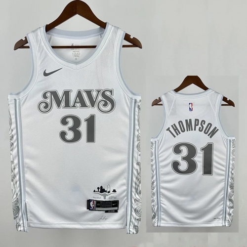 24/25 Dallas Mavericks THOMPSON # 31 White City Edition Top Quality Hot Pressing Retro NBA Jersey