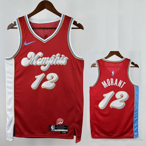 24/25 Grizzlies MORANT #12 Red City Edition Top Quality Hot Pressing NBA Jersey