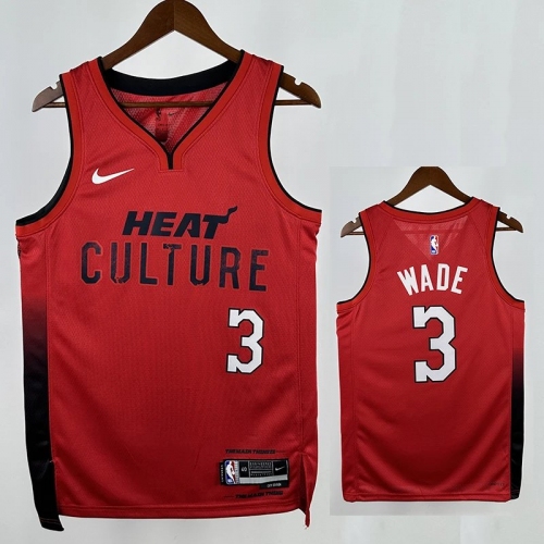 24/25 HEAT WADE # 3 Red Top Quality Hot Pressing Retro NBA Jersey