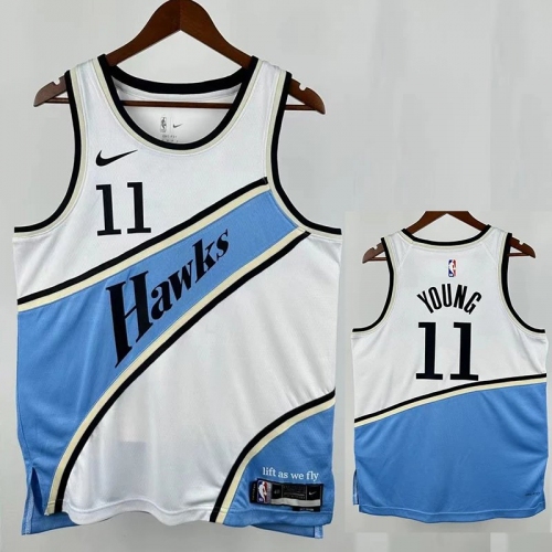 24/25 Hawks YOUNG #11 White Blue City Edition Top Quality Hot Pressing NBA Jersey