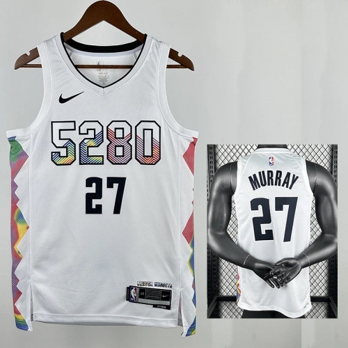 24/25 Nuggets MYRRAR #27 White City Edition Top Quality Hot Pressing NBA Jersey