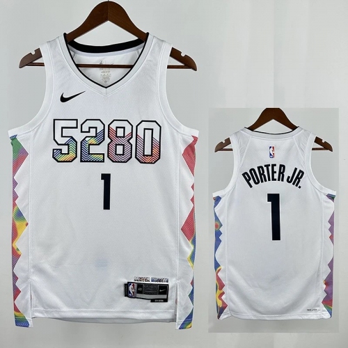 24/25 Nuggets PORTER JR. #1 White City Edition Top Quality Hot Pressing NBA Jersey