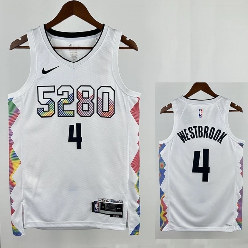 24/25 Nuggets WESTBROOK #4 White City Edition Top Quality Hot Pressing NBA Jersey