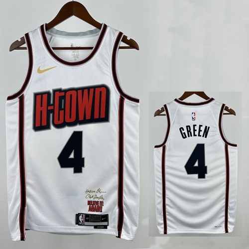 24/25 ROCKETS GREEN #4 White City Edition Home Top Quality Hot Pressing NBA Jersey