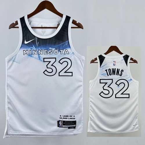 24/25 TIMBERWOLVES TOWNS #32 White City Edition Top Quality Hot Pressing NBA Jersey