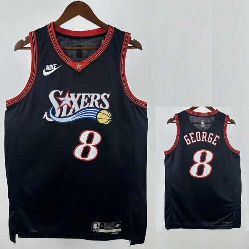25/26 76ERS GEORGE #8 Black Top Quality Hot Pressing Retro NBA Jersey
