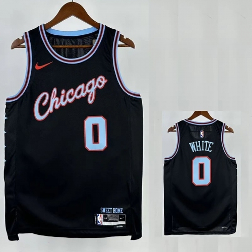 25/26 BULLS WHITE # 0 Black City Edition Top Quality Hot Pressing NBA Jersey