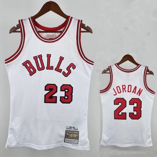 84/85 BULLS Rookie White # 23 Heat Pressed Retro NBA Jersey