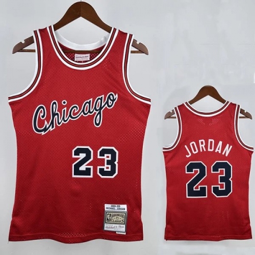84/85 Bulls Rookie Red # 23 Heat Pressed Retro NBA Jersey
