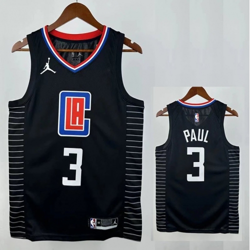 Clippers PUAL # 3 Fly Man Black Top Quality Hot Pressing NBA Jersey