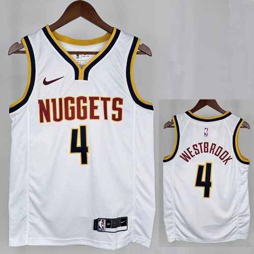 NUGGETS Wei Shao # 4 White Top Quality Hot Pressing NBA Jersey