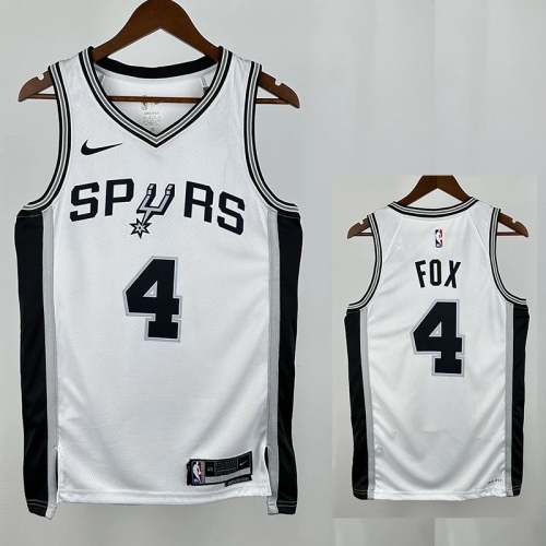 Sa Spurs FOX #4 White Top Quality Hot Pressing NBA Jersey