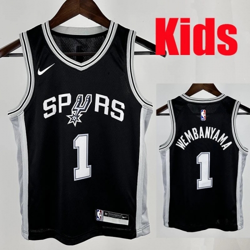 Sa Spurs WE MBANYAMA #1Black Top Quality Hot Pressing NBA Jersey(童装)