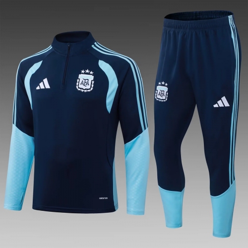 2026 Argentina Half-Pull Training Suit Blue Football Shirt Set