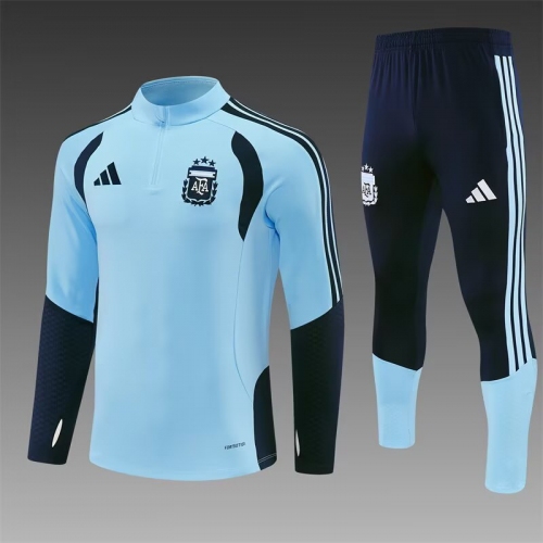 2026 Argentina Half-Pull Training Suit Light Blue Football Shirt Set