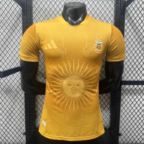 2026 Player Version Argentina Special Edition Golden Yellow Soccer Jersey