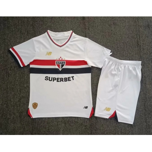 2025/2026 São Paulo Home Soccer Jersey Kids Size