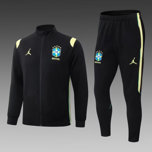 2026 Brazil National Team Full Zip Training Suit Black Football Shirt