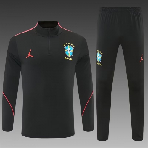 2026 Brazil National Team Half-Pull Training Suit Black Football Shirt
