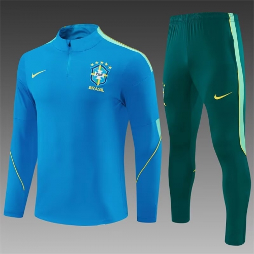 2026 Brazil National Team Half-Pull Training Suit Light Blue Football Shirt