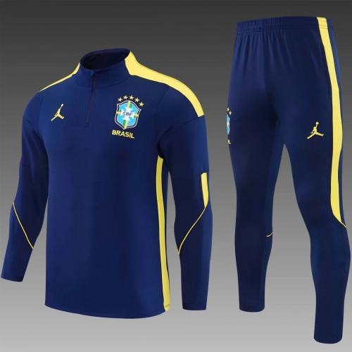 2026 Brazil National Team Half-Pull Training Suit Royal Blue Football Shirt