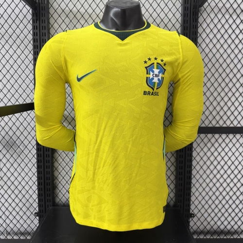 2026 Long Sleeves Player Version Brazil Home Soccer Jersey