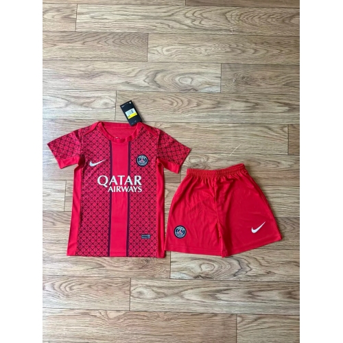 2025/2026 Psg Paris Saint-Germain Training Suit Red Football Shirt Kids Size