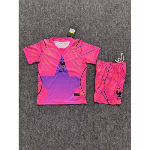 2026 France National Team Goalkeeper Pink Football Shirt Kids Size