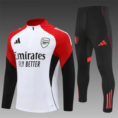 2025/2026 Arsenal Half-Pull Training Suit White Football Shirt